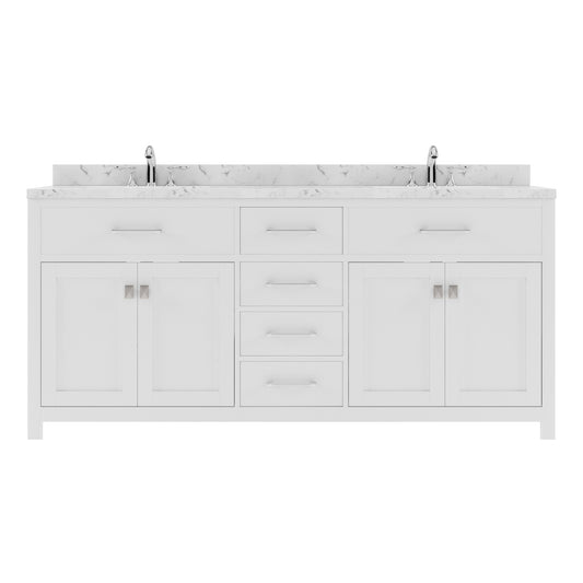 Caroline 72" Double Vanity Cabinet with Sink and Cultured Marble Top