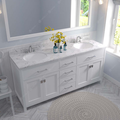 Caroline 72" Double Vanity Cabinet with Sink and Cultured Marble Top