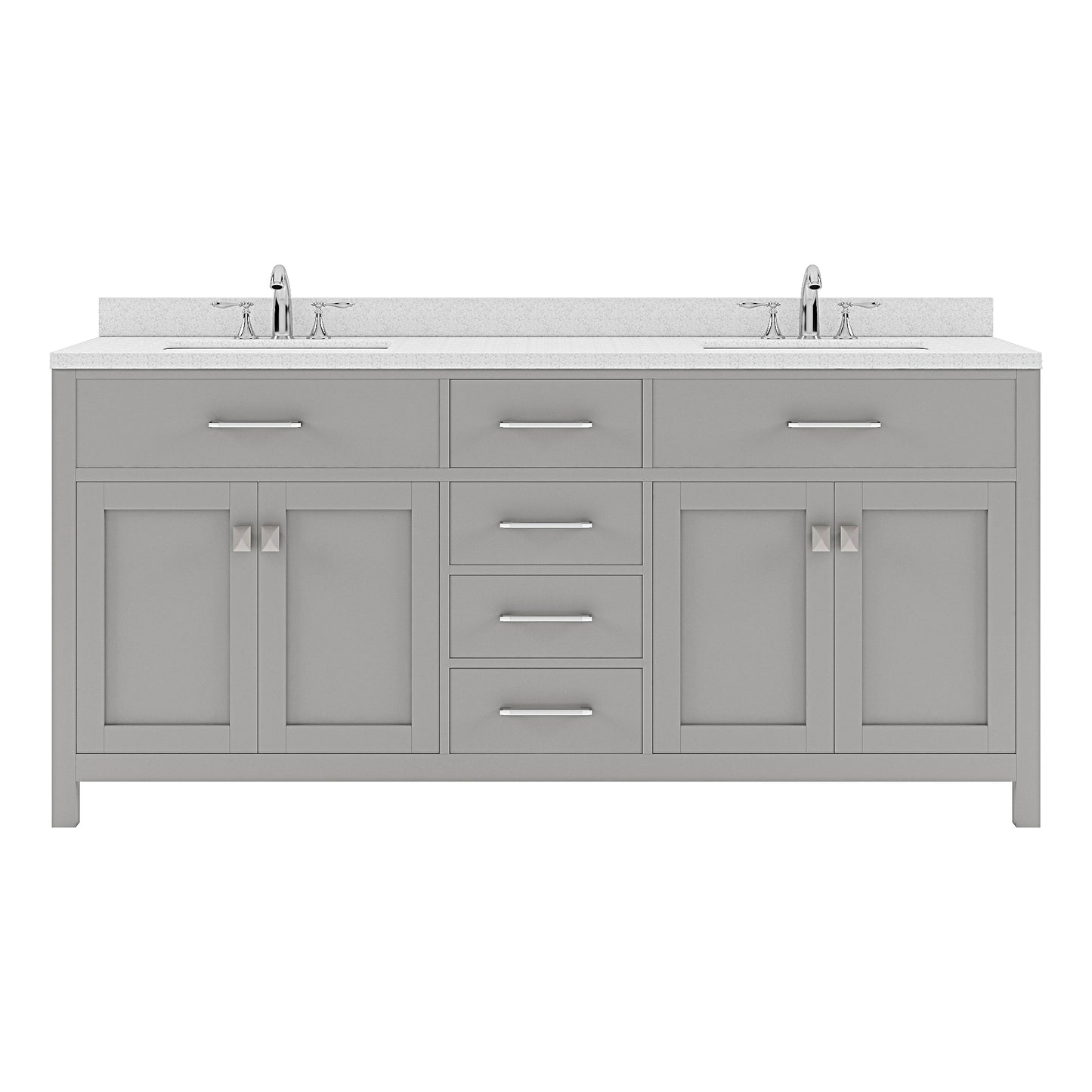 Caroline 72" Double Vanity Cabinet with Sink and White Quartz Top