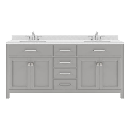 Caroline 72" Double Vanity Cabinet with Sink and White Quartz Top