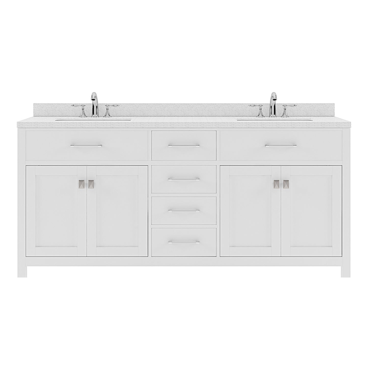 Caroline 72" Double Vanity Cabinet with Sink and White Quartz Top