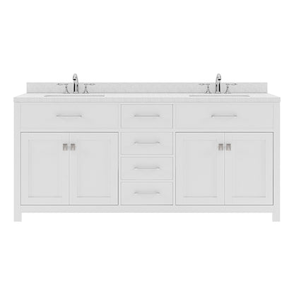 Caroline 72" Double Vanity Cabinet with Sink and White Quartz Top