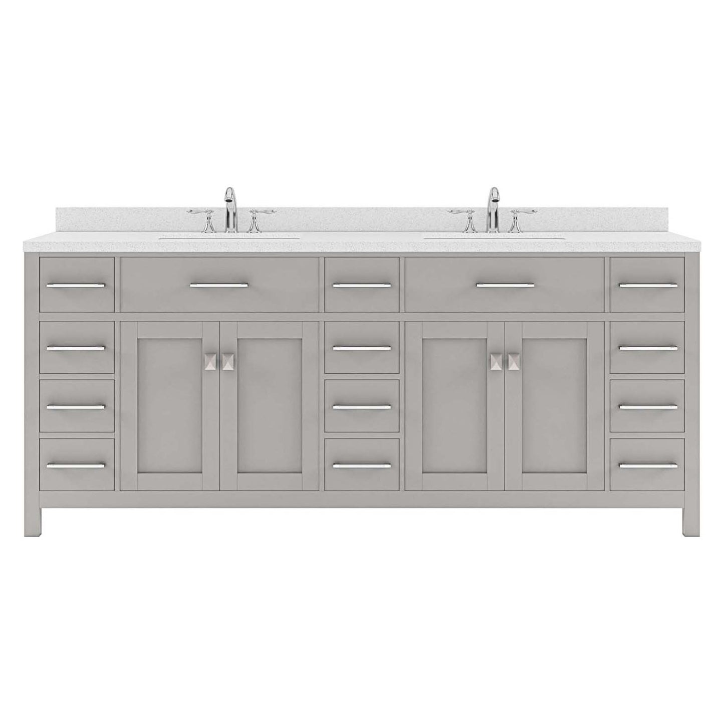 Caroline Parkway 78" Double Vanity Cabinet with Sink and White Quartz Top