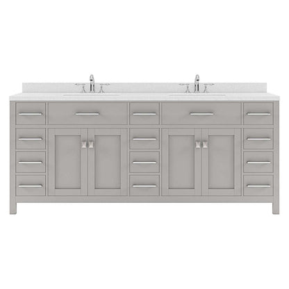 Caroline Parkway 78" Double Vanity Cabinet with Sink and White Quartz Top