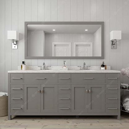 Caroline Parkway 78" Double Vanity Cabinet with Sink and White Quartz Top