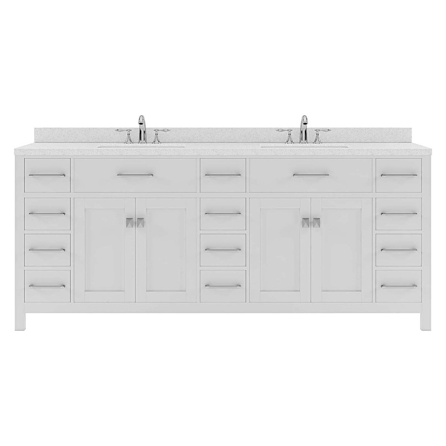 Caroline Parkway 78" Double Vanity Cabinet with Sink and White Quartz Top