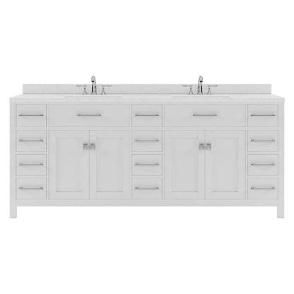 Caroline Parkway 78" Double Vanity Cabinet with Sink and White Quartz Top