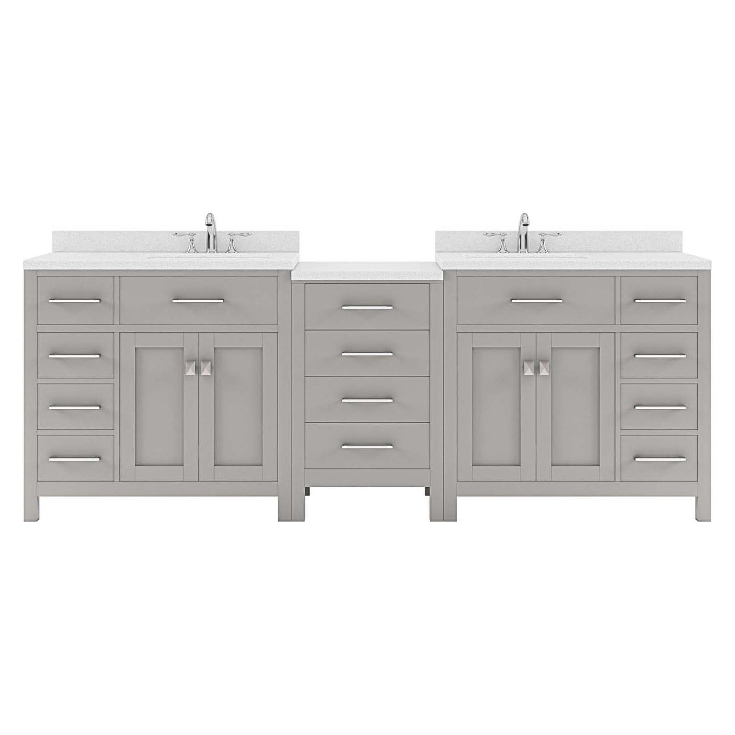 Caroline Parkway 93" Double Vanity Cabinet with Sink and White Quartz Top