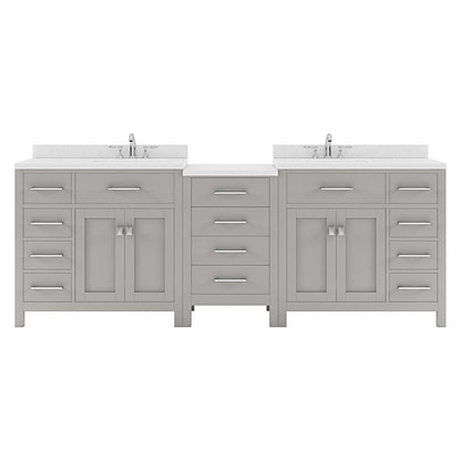 Caroline Parkway 93" Double Vanity Cabinet with Sink and White Quartz Top