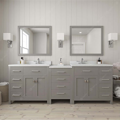 Caroline Parkway 93" Double Vanity Cabinet with Sink and White Quartz Top