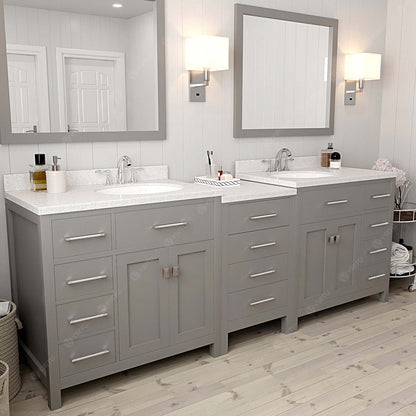 Caroline Parkway 93" Double Vanity Cabinet with Sink and White Quartz Top