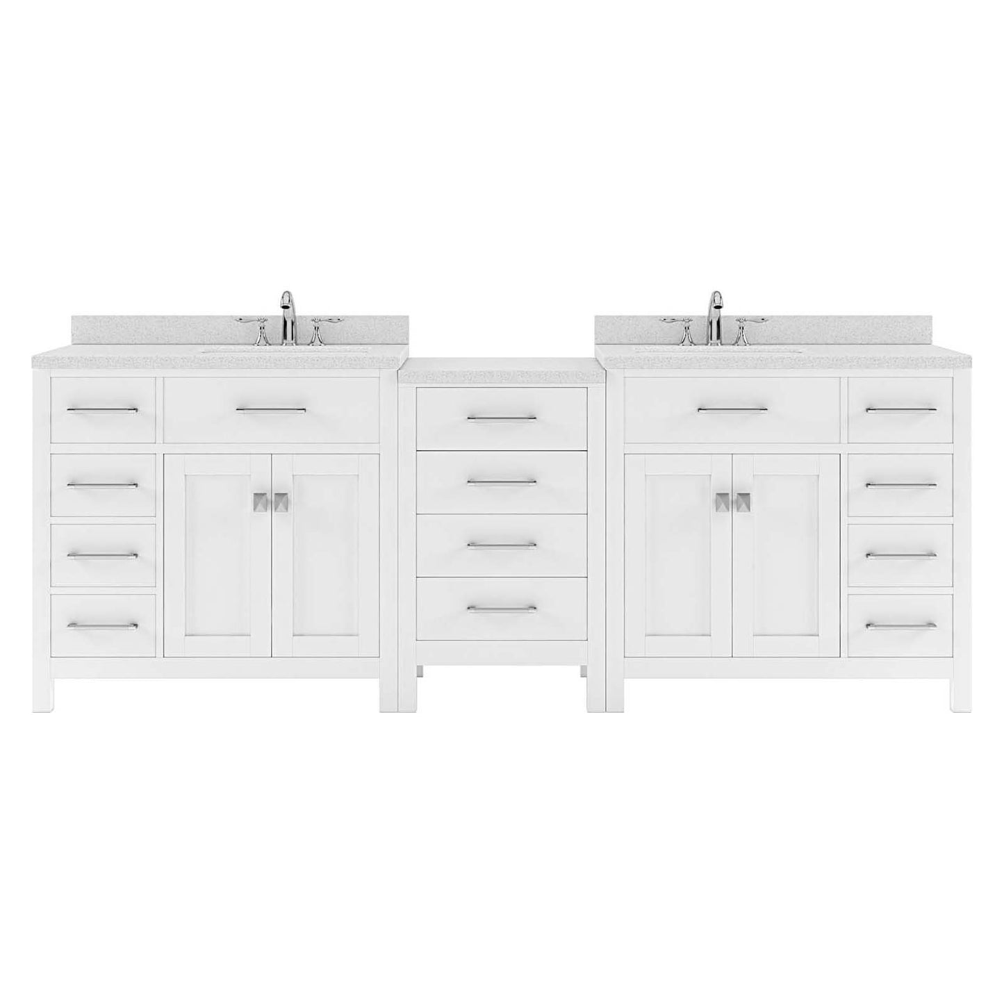 Caroline Parkway 93" Double Vanity Cabinet with Sink and White Quartz Top