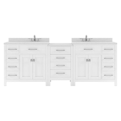 Caroline Parkway 93" Double Vanity Cabinet with Sink and White Quartz Top