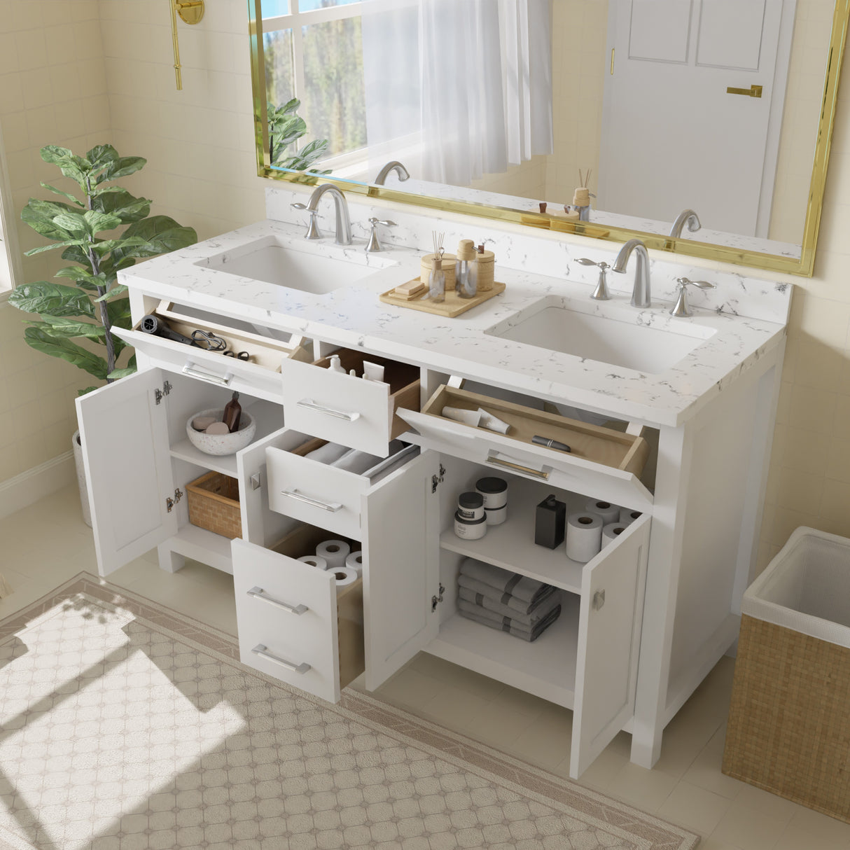 double sink vanity square sink