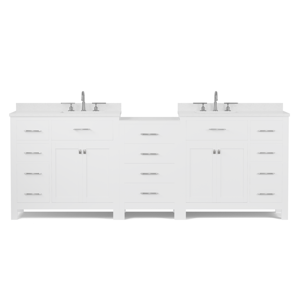 Caroline Parkway 93" Dual Bathroom Vanity Sink with White Quartz Top