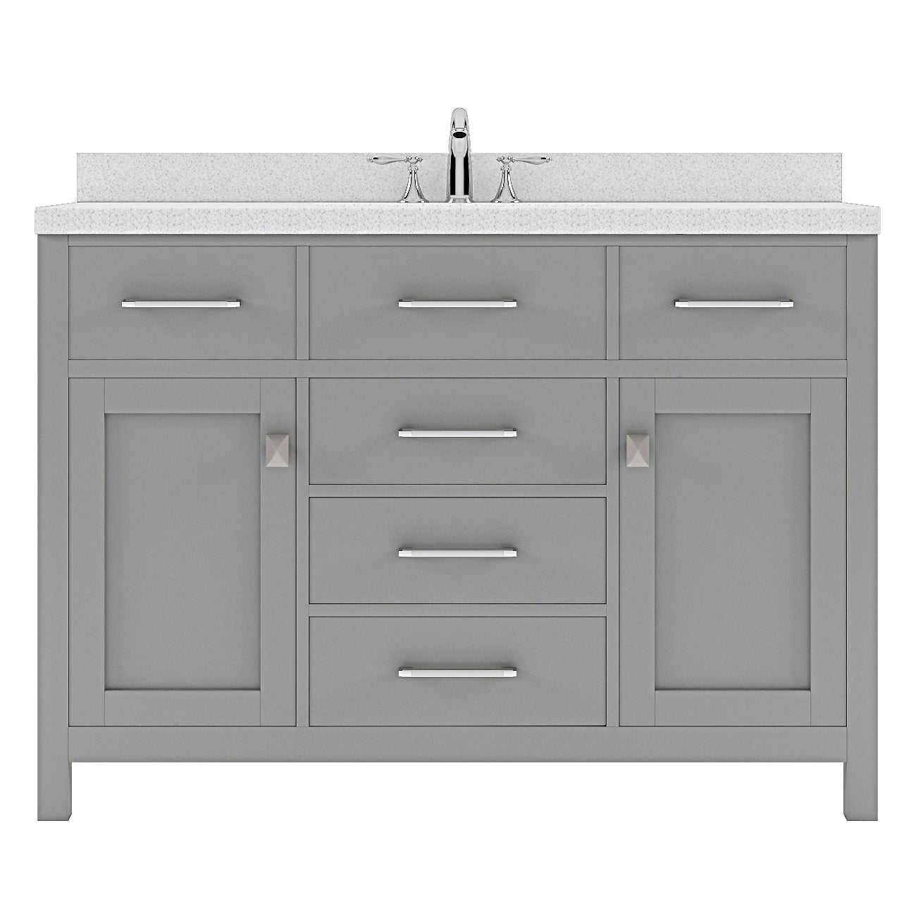 Caroline 48" Single Vanity Cabinet with Sink and White Quartz Top