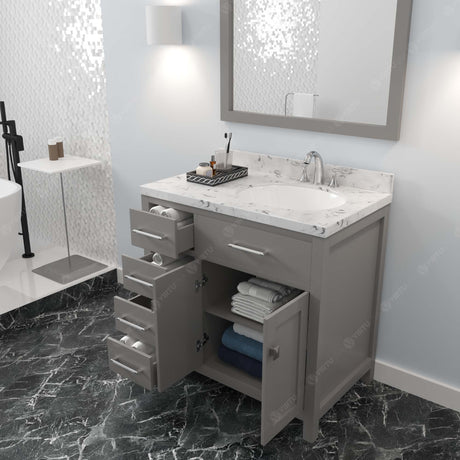 Caroline Parkway 36" Small Bathroom Vanity Cabinet with Sink and Cultured Marble Top