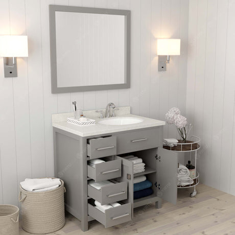 Caroline Parkway 36" Small Bathroom Vanity Cabinet with Sink and Cultured Marble Top