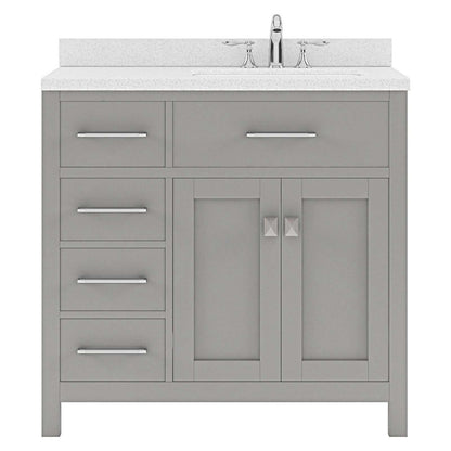 Caroline Parkway 36" Left Single Vanity Cabinet with Sink and White Quartz Top