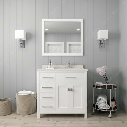 Caroline Parkway 36" Left Single Vanity Cabinet with Sink and White Quartz Top