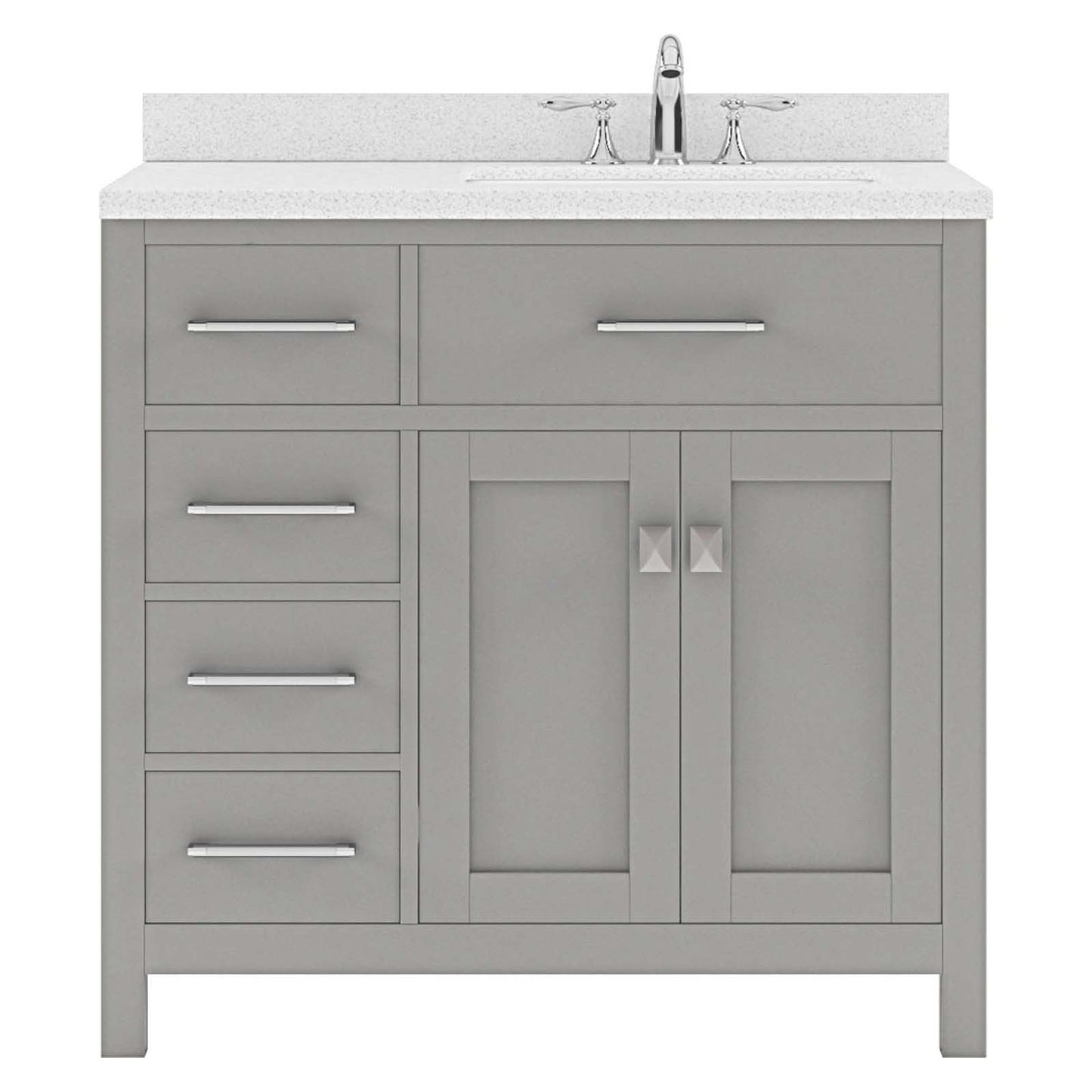 Caroline Parkway 36" Left Single Vanity Cabinet with Sink and White Quartz Top