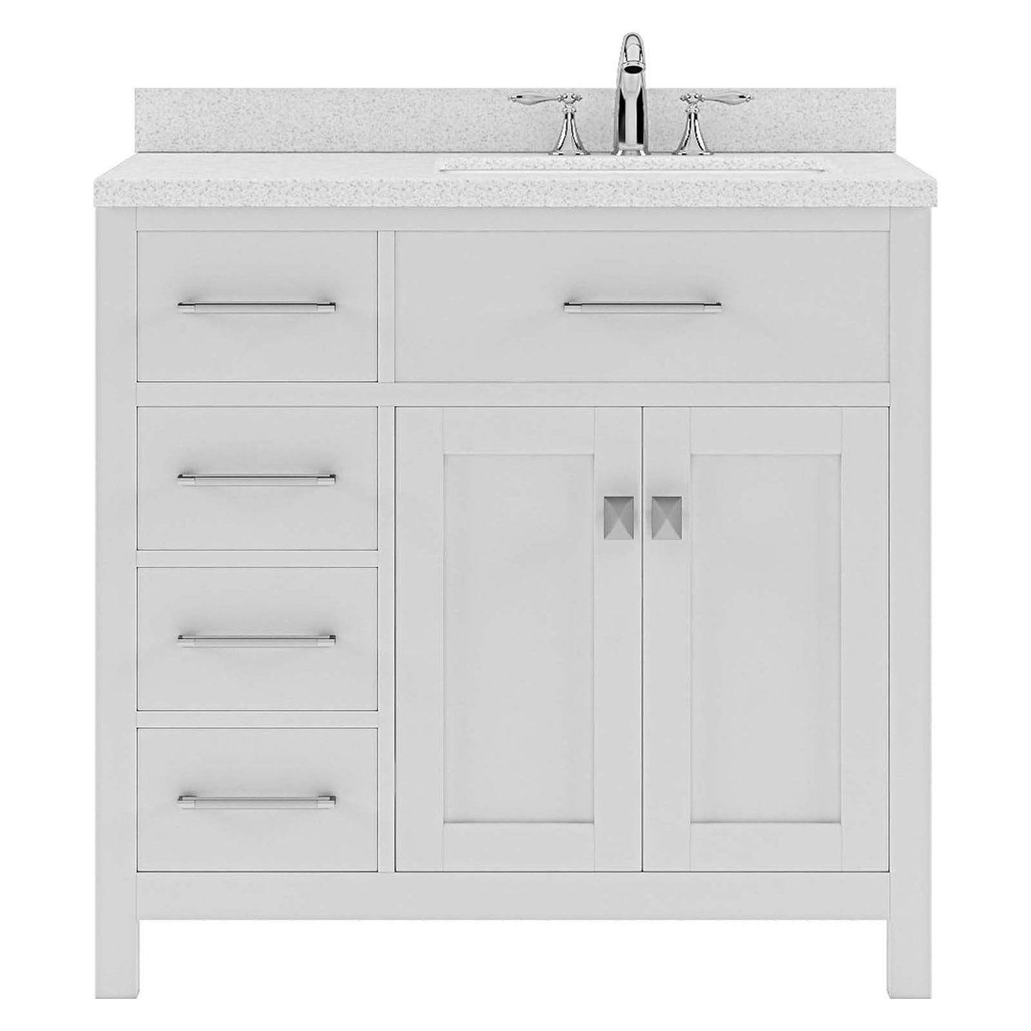 Caroline Parkway 36" Left Single Vanity Cabinet with Sink and White Quartz Top