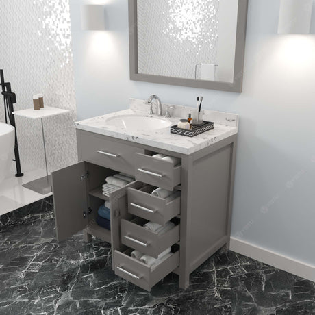 Caroline Parkway 36" Small Bathroom Vanity Cabinet with Sink and Cultured Marble Top