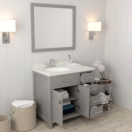 Caroline Parkway 36" Small Bathroom Vanity Cabinet with Sink and Cultured Marble Top