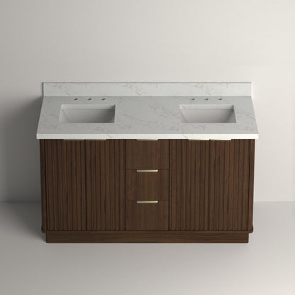 Kathryn 60" Double Vanity Cabinet with Square Sink and Statuario Venatio Marble Quartz Top