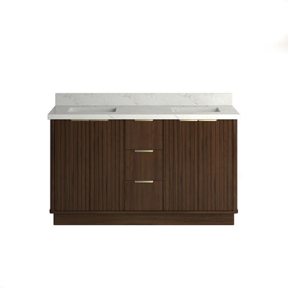 Kathryn 60" Double Vanity Cabinet with Square Sink and Statuario Venatio Marble Quartz Top