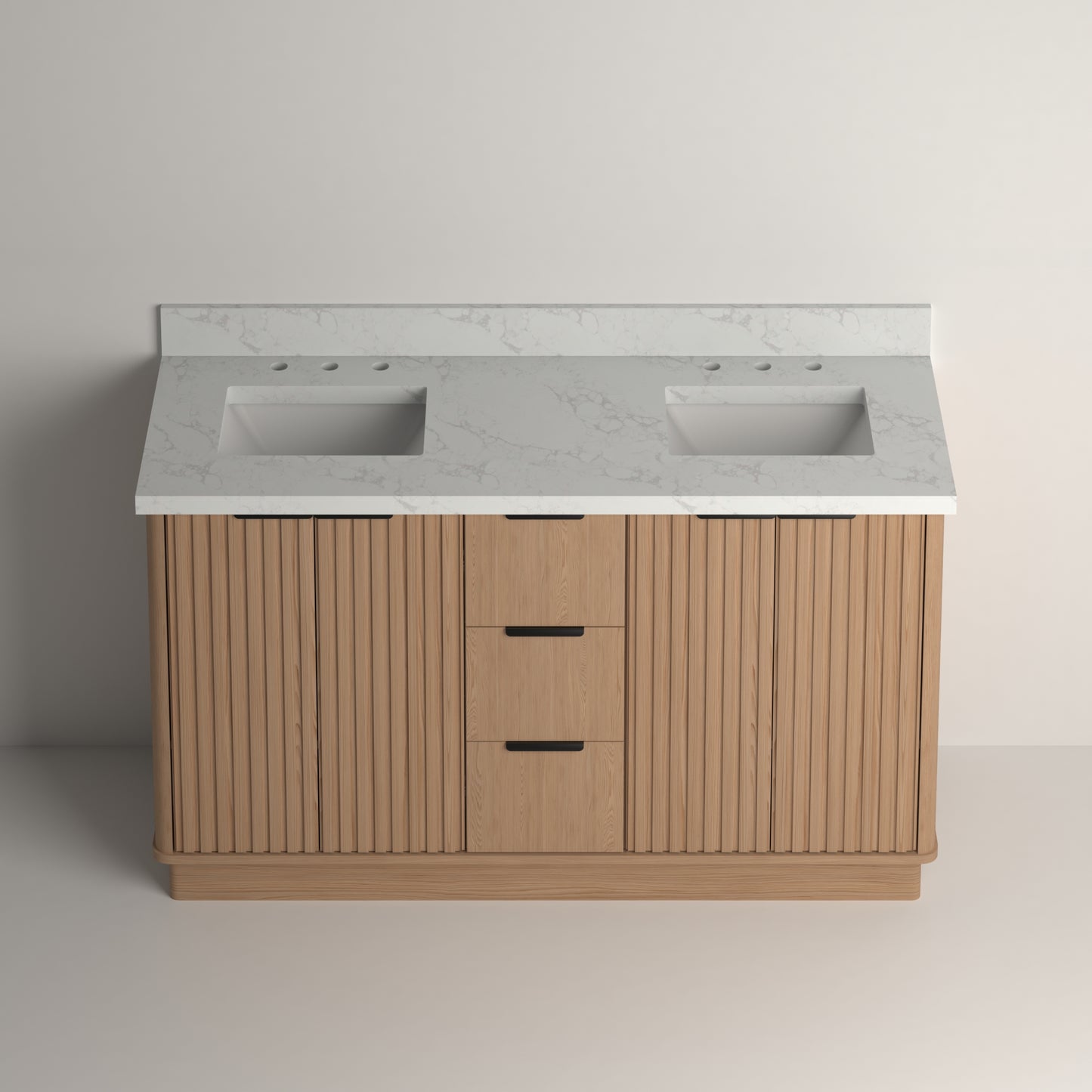 Kathryn 60" Double Vanity Cabinet with Square Sink and Statuario Venatio Marble Quartz Top