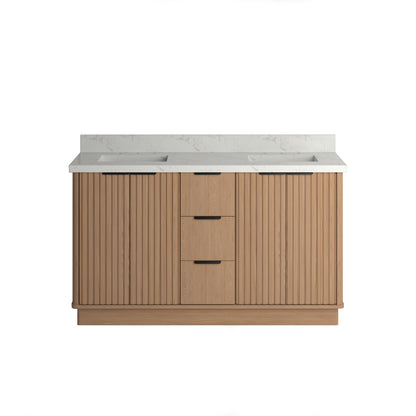 Kathryn 60" Double Vanity Cabinet with Square Sink and Statuario Venatio Marble Quartz Top