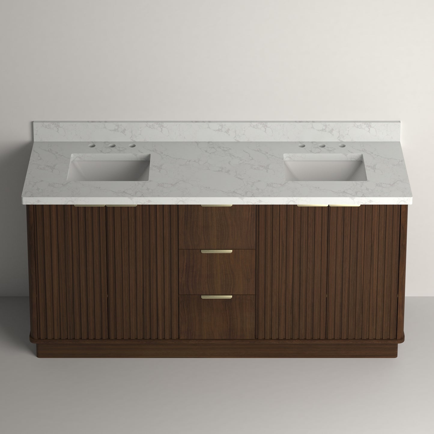 Kathryn 72" Double Vanity Cabinet with Square Sink and Statuario Venato Marble Quartz Top