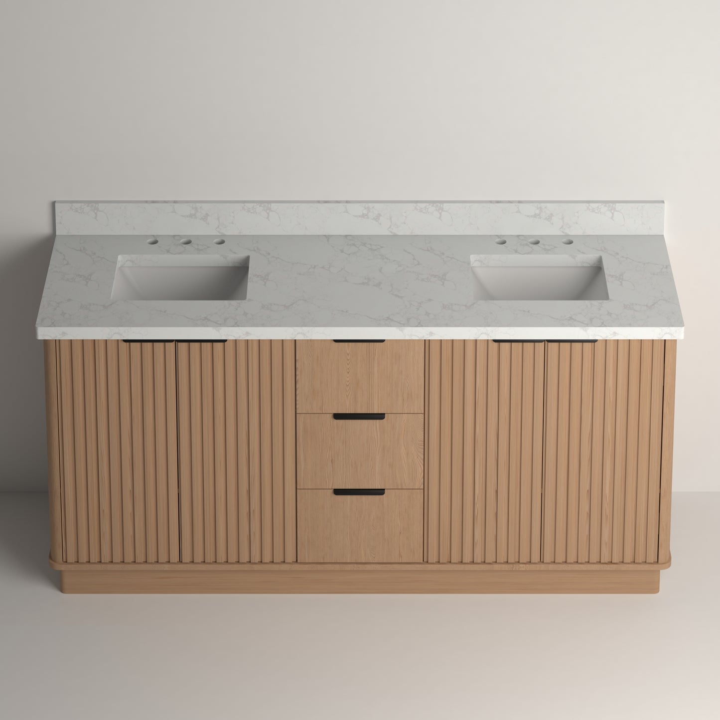 Kathryn 72" Double Vanity Cabinet with Square Sink and Statuario Venato Marble Quartz Top