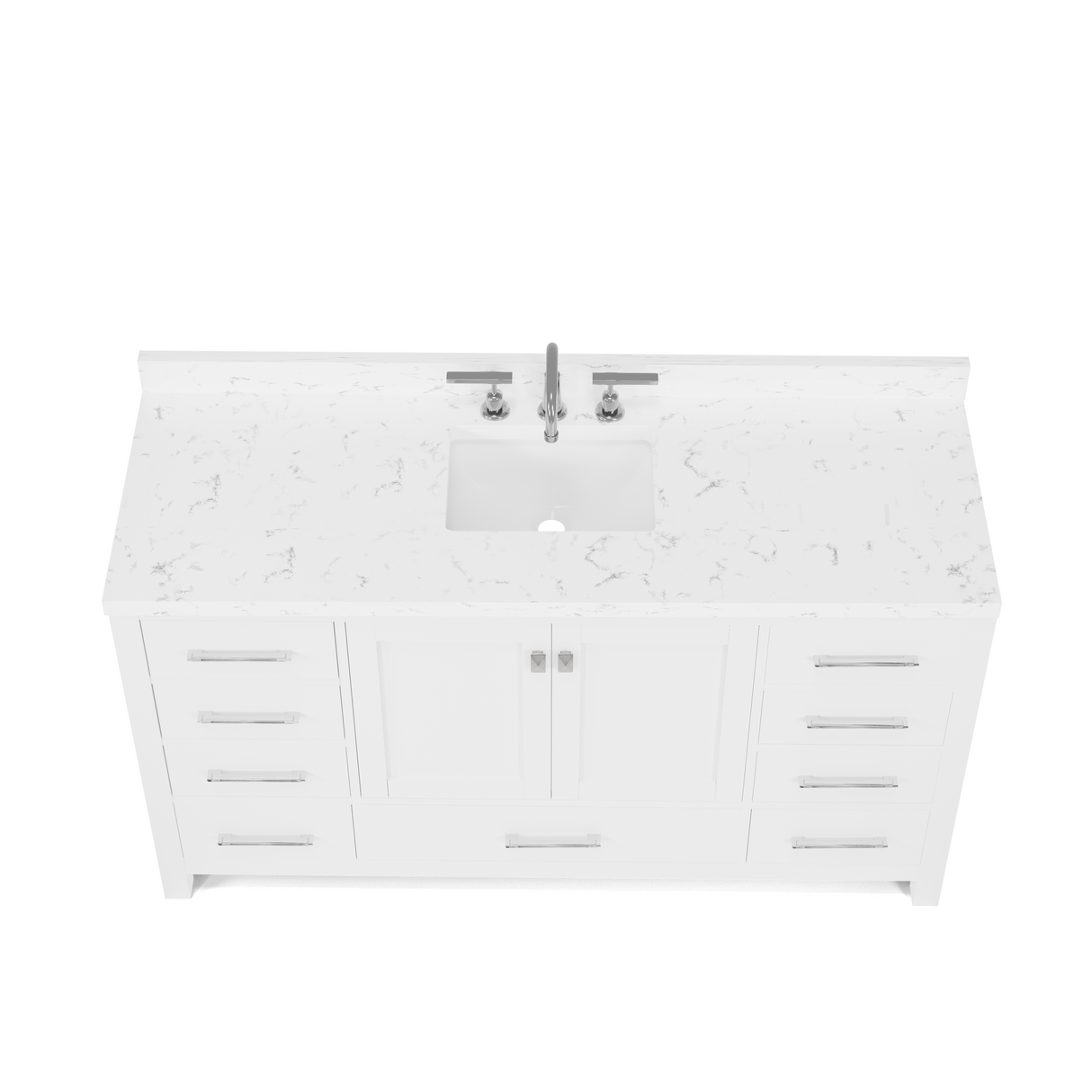 Caroline Avenue 60" Single Vanity Cabinet with Sink and Cultured Marble Top