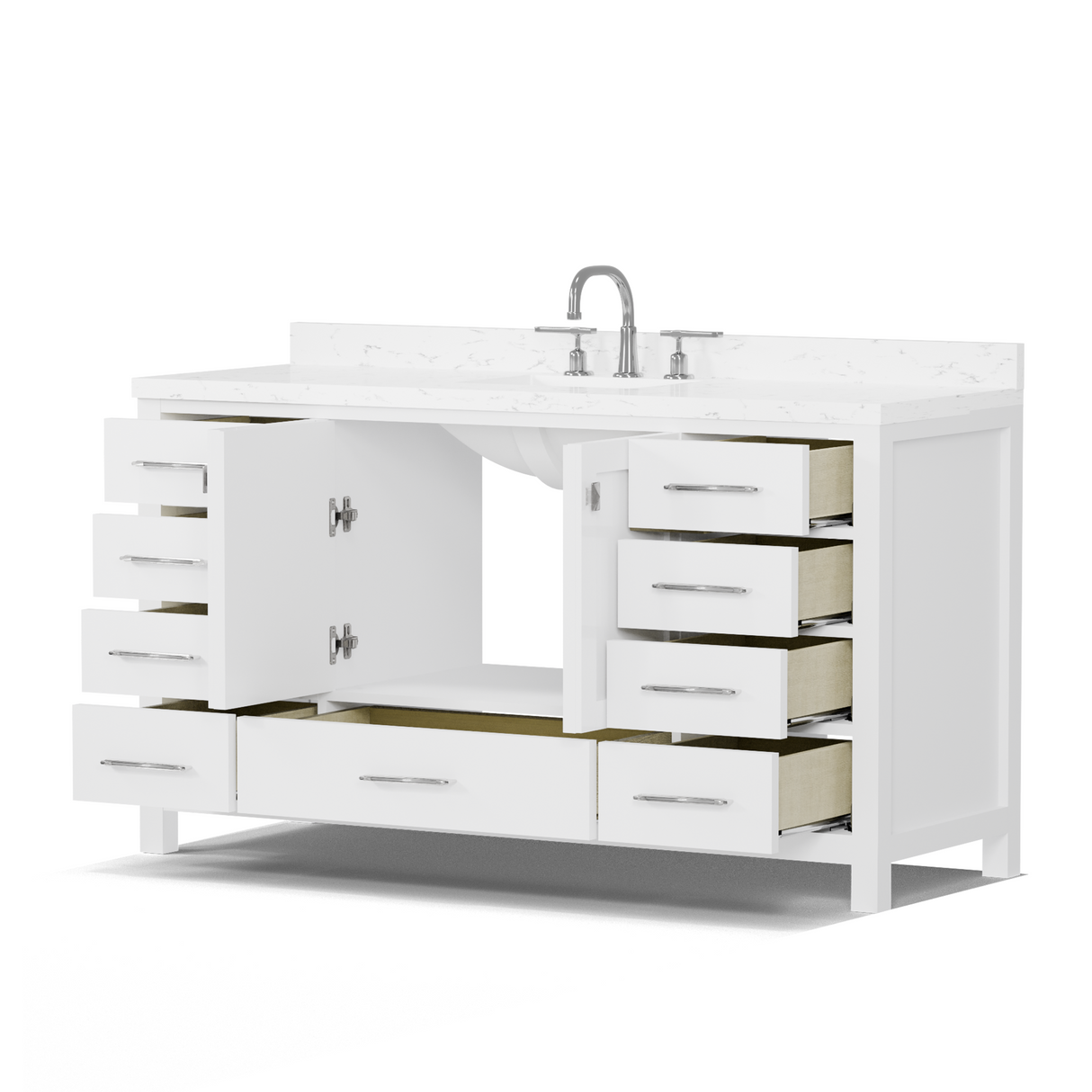 Caroline Avenue 60" Single Vanity Cabinet with Sink and Cultured Marble Top