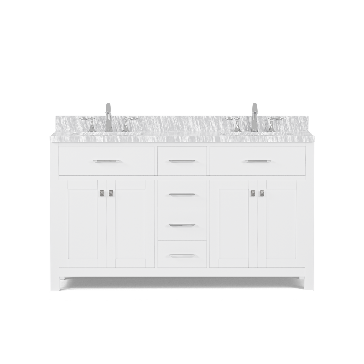 Caroline 60" Double Vanity Cabinet with Sink and Carrara Marble Top