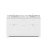 Caroline 60" Double Vanity Cabinet with Sink and Carrara Marble Top