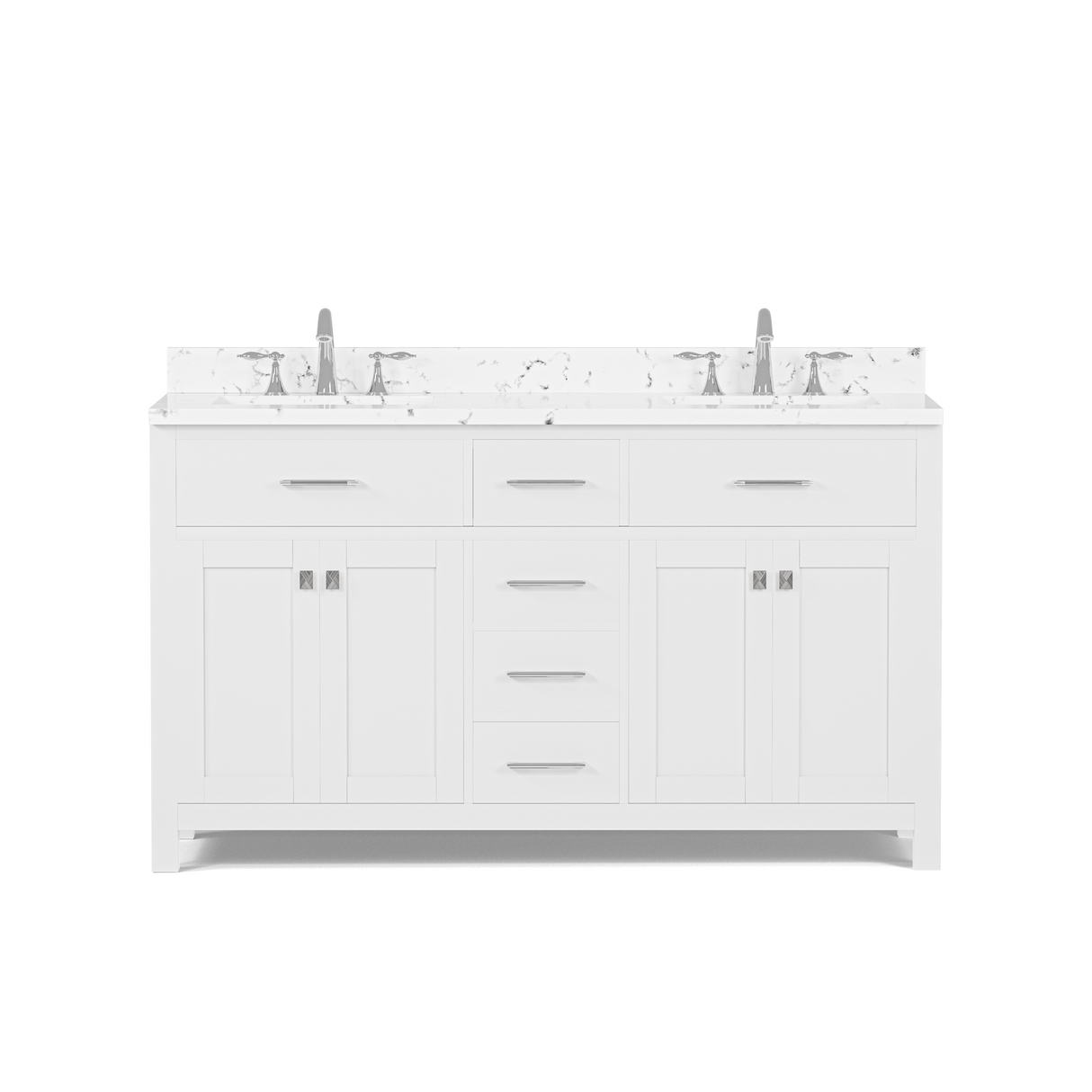 Caroline 60" Double Vanity with Sink and Cultured Marble Top