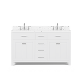 Caroline 60" Double Vanity with Sink and Cultured Marble Top