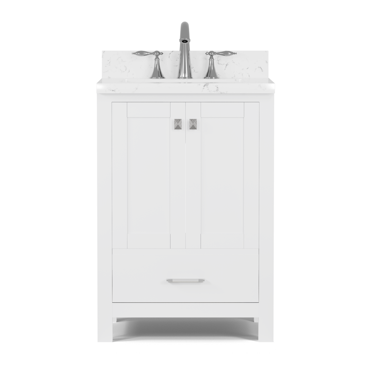 Caroline Avenue 24" Freestanding Single Vanity with Sink and Cultured Marble Top