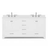 Caroline Avenue 72" Double Bathroom Vanity Cabinet with Sink and White Quartz Top