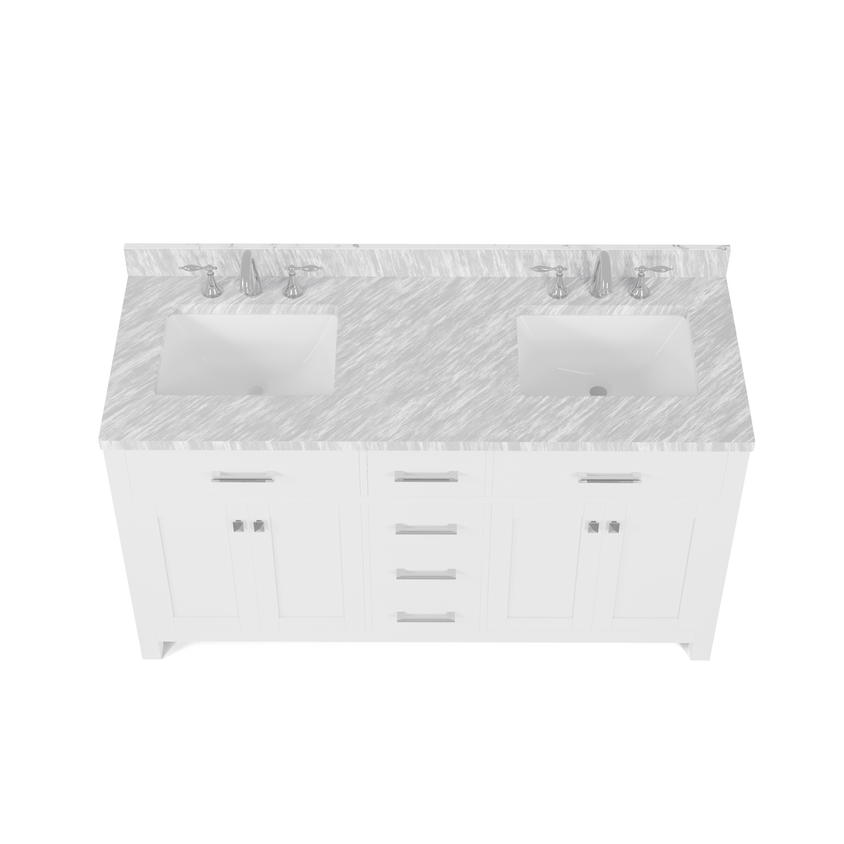 Caroline 60" Double Vanity Cabinet with Sink and Carrara Marble Top
