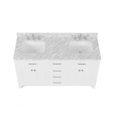 Caroline 60" Double Vanity Cabinet with Sink and Carrara Marble Top