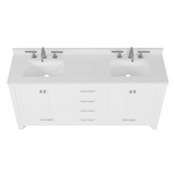 Caroline Avenue 72" Double Bathroom Vanity Cabinet with Sink and White Quartz Top
