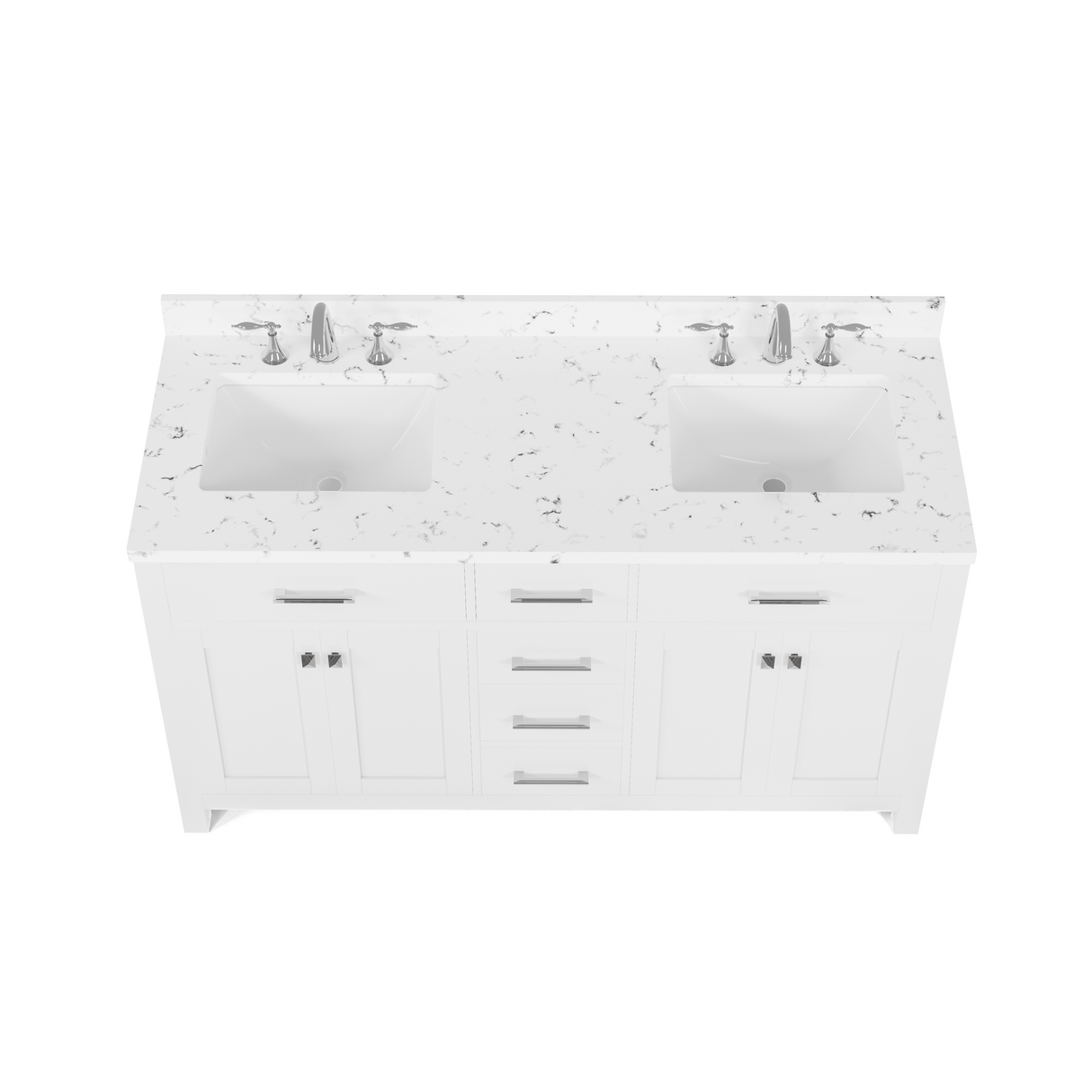 Caroline 60" Double Vanity with Sink and Cultured Marble Top