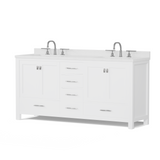 Caroline Avenue 72" Double Bathroom Vanity Cabinet with Sink and White Quartz Top