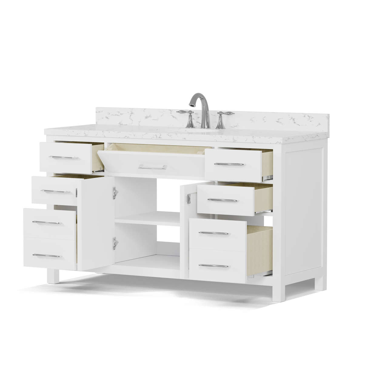 Caroline 60" Single Vanity Cabinet with Sink and Cultured Marbled Top