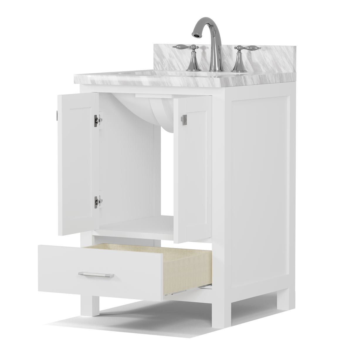 Caroline Avenue 24" Single Vanity Cabinet with Sink and Carrara Marble Top