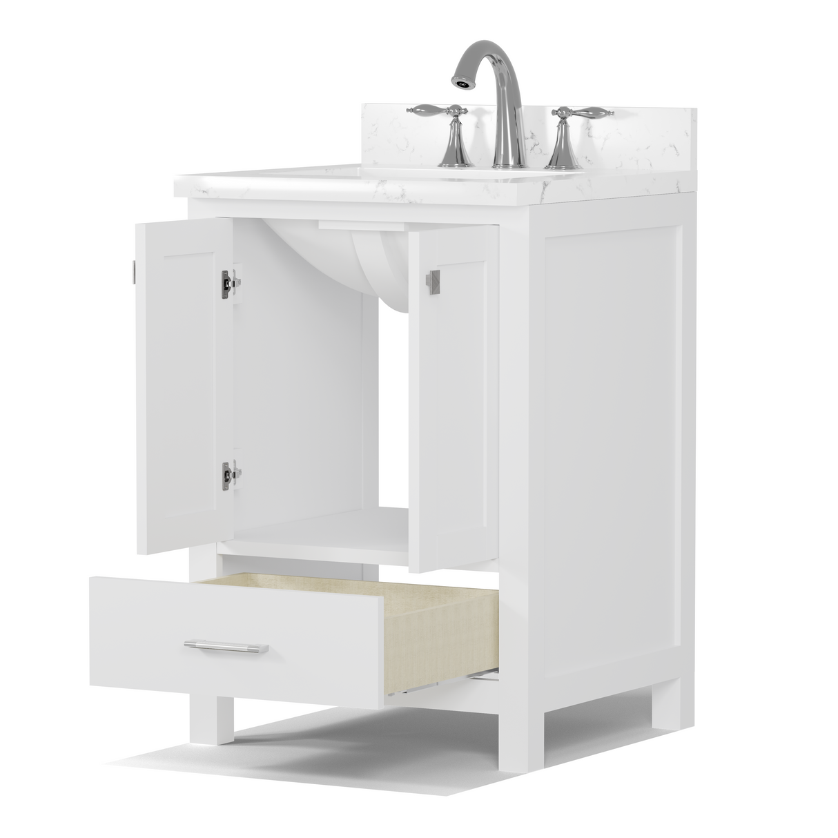 Caroline Avenue 24" Freestanding Single Vanity with Sink and Cultured Marble Top
